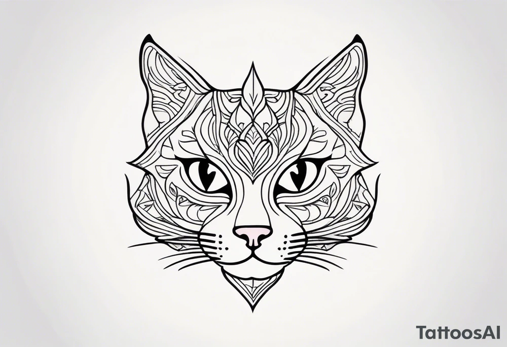 stylized cat face tattoo idea