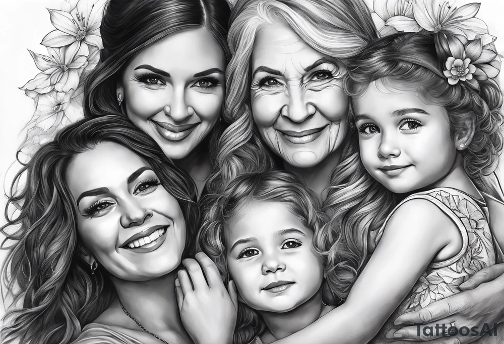 A mothers love and bond with 3 daughters a steo daughter and a grand daughter and a grandma Tattoo designs tattoo idea