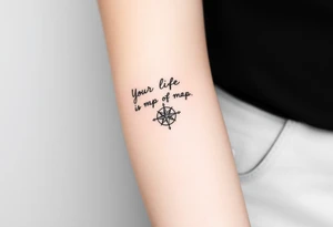 Your life is a map with no compass. With a small compass symbol tattoo idea