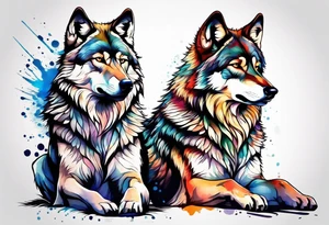 Injured wolf sitting upright tattoo idea