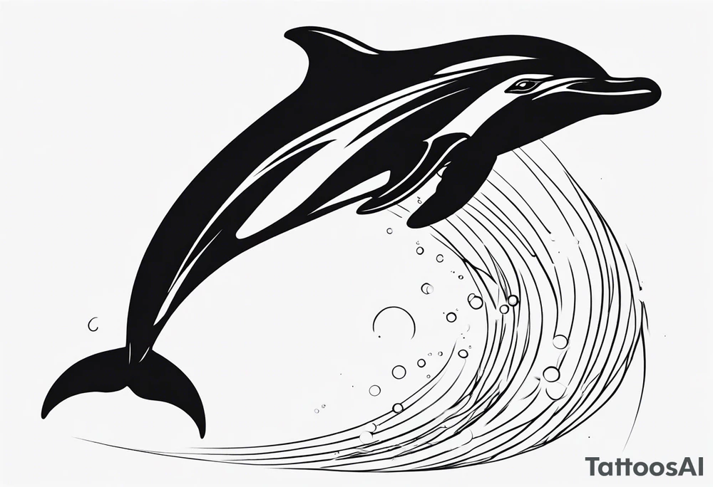 A thin outline of a dolphin without any fill. Just the outer lines only. tattoo idea