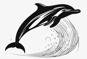 A thin outline of a dolphin without any fill. Just the outer lines only. tattoo idea