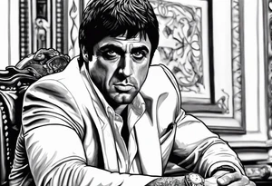 Scarface movie the statue from his house with the worl is yours tattoo idea