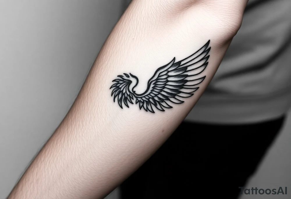 Forearm “gold” kintsugi wing tattoo idea