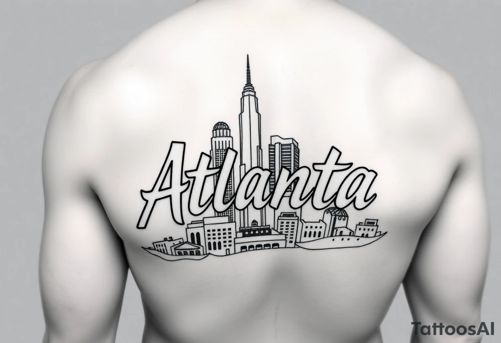 Atlanta themed leg sleeve tattoo idea