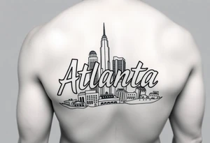 Atlanta themed leg sleeve tattoo idea