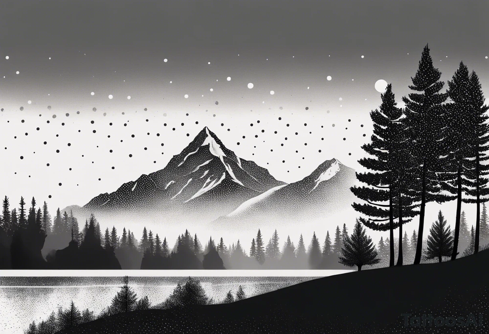 mountain and trees tattoo idea