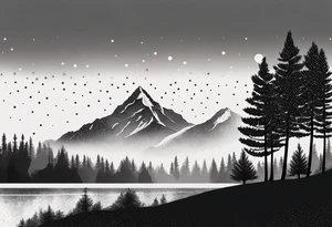 mountain and trees tattoo idea