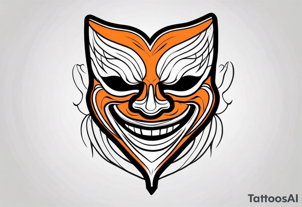 Laughing mask that is orange and black tattoo idea
