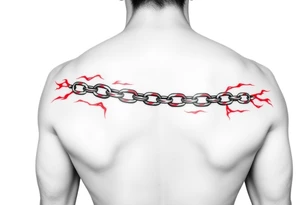 Red burn-like 6 chains scars going across the whole forearm horizontally tattoo idea