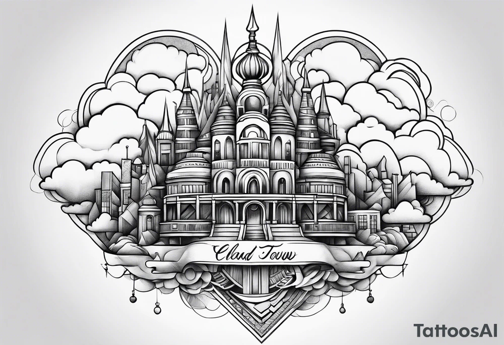 cloud town tattoo idea