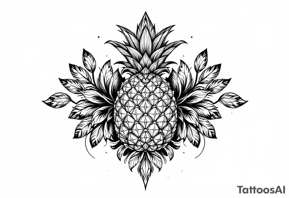 Majestic crown pineapple vagina anus diamonds tattoo idea