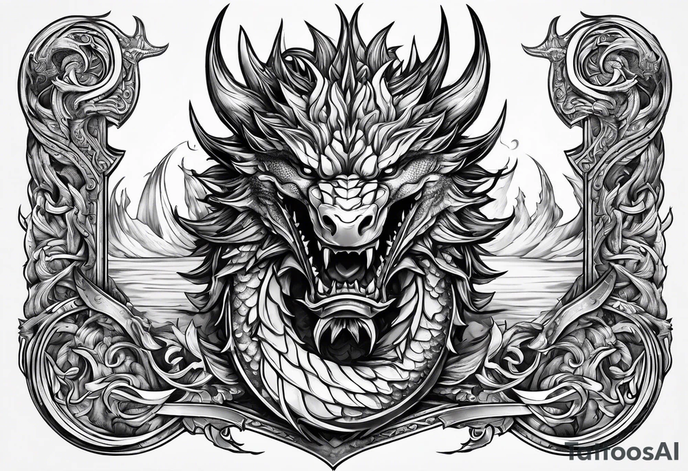 Valhalla sword ship dragon head tattoo idea