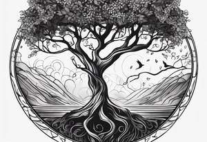 Tree of Life: A tree growing from a seed or roots within your body, with branches reaching outward, represents growth, self-nurturing, and the idea that life is something you cultivate from within. tattoo idea