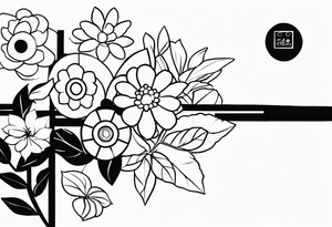 Flowers and lego bricks tattoo idea