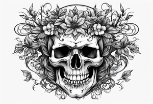 skull with vines growing out of its head tattoo idea