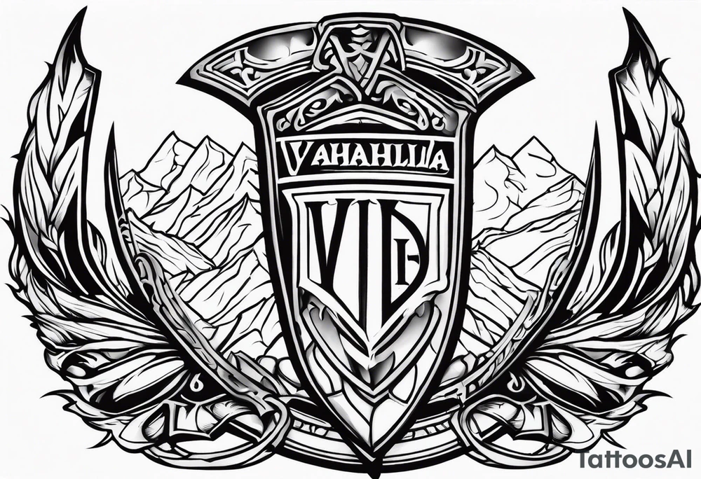 Valhalla Stairs sword shield tattoo idea