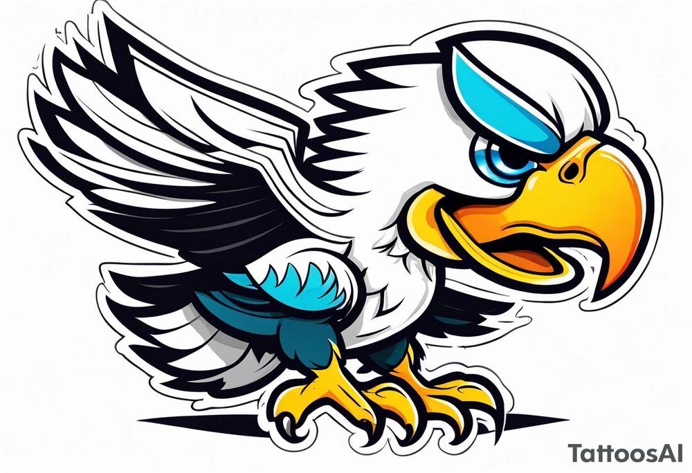 Cartoon eagle with a football tattoo idea