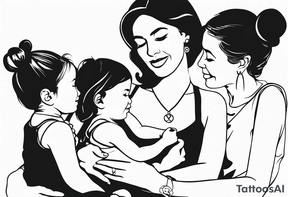 A mothers love and bond with 3 daughters a steo daughter and a grand daughter and a grandma tattoo idea