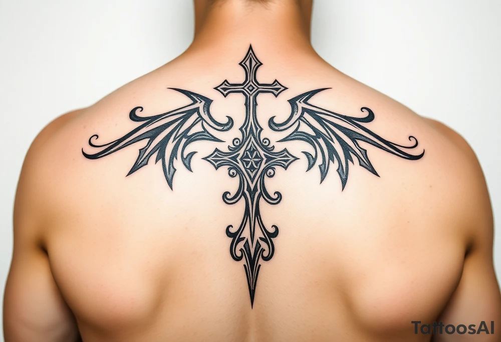 Tribal religious tattoo idea