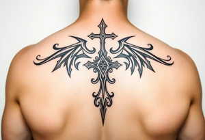Tribal religious tattoo idea