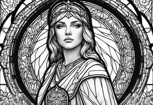 stained glass female saint tattoo idea