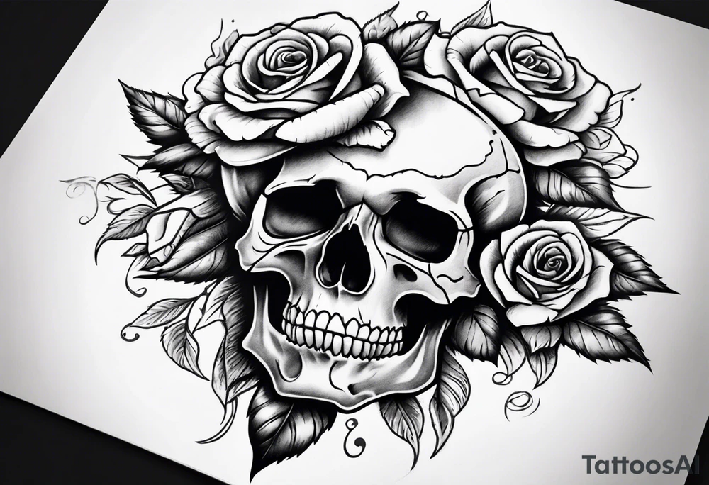 Skull Rose tattoo idea