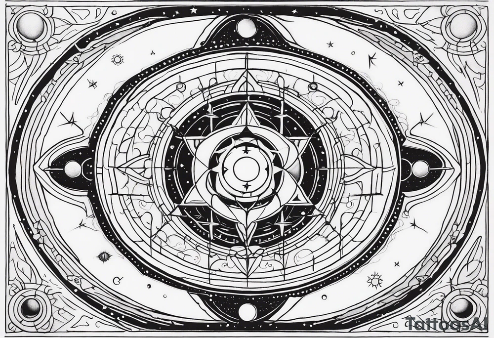 Astrology, Cancer, Natal Chart, symbolic, vision, yin yang, the moon, the sun, Uranus, Pluto, spiritual third eye, mystical armband tattoo idea