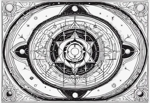 Astrology, Cancer, Natal Chart, symbolic, vision, yin yang, the moon, the sun, Uranus, Pluto, spiritual third eye, mystical armband tattoo idea
