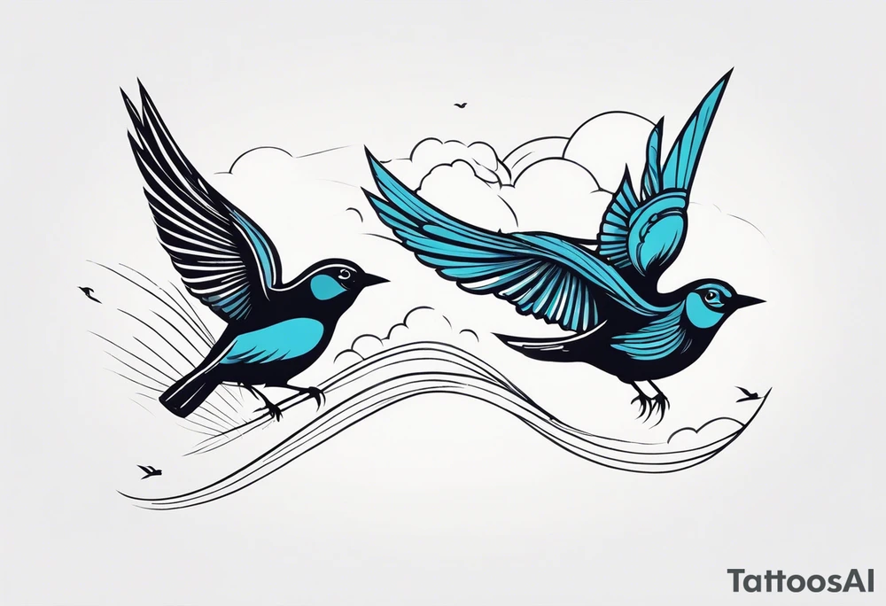 Two birds on forewarn flying towards each other tattoo idea