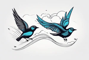 Two birds on forewarn flying towards each other tattoo idea