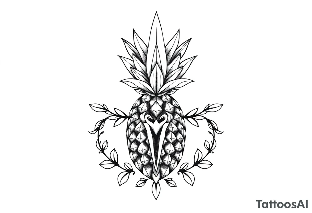 Majestic crown pineapple vagina and anus tattoo idea
