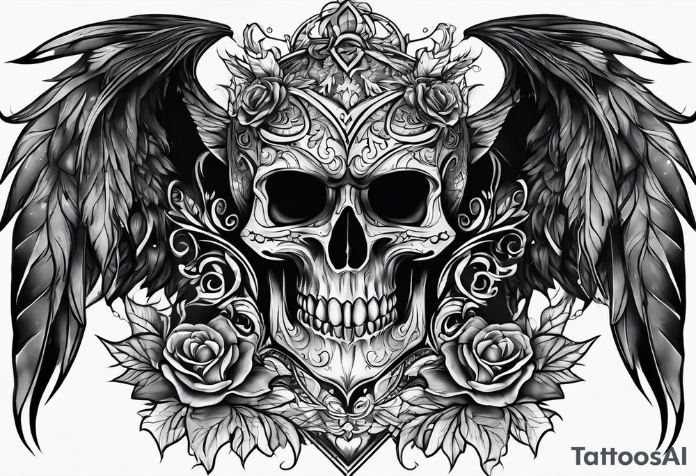 A dark fantasy spooky themed tattoo idea