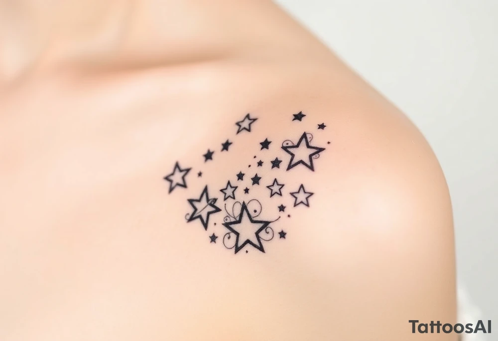 Stars wrapping collarbone tattoo idea