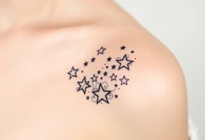 Stars wrapping collarbone tattoo idea