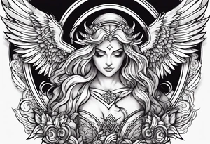 American guardian angel and demon angel fusing together tattoo idea