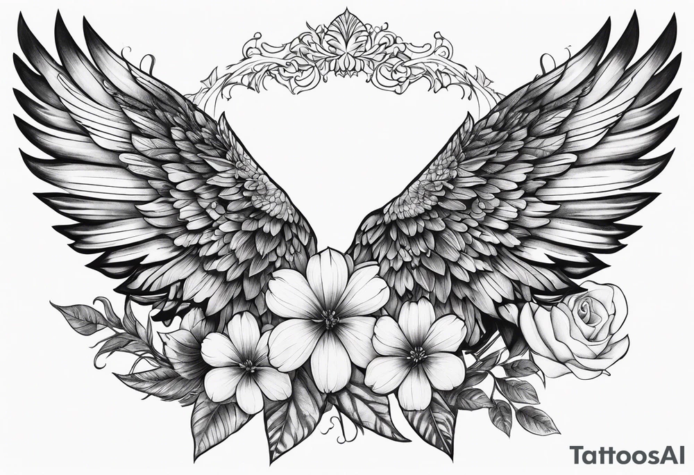 wing, flower, tattoo idea