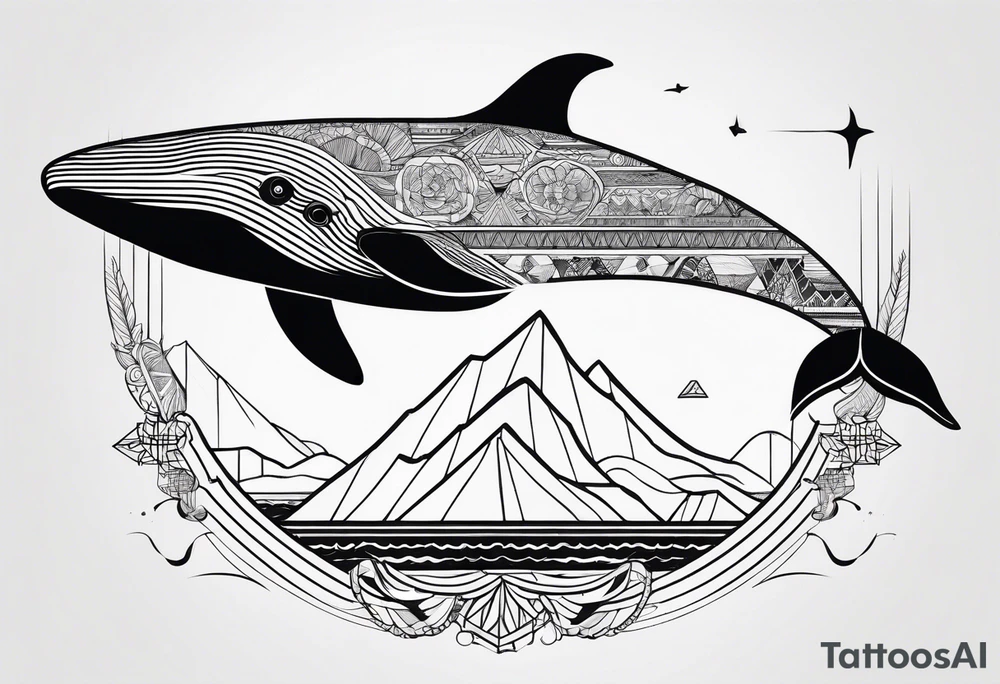 nordic geometric whale tattoo idea