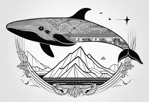 nordic geometric whale tattoo idea