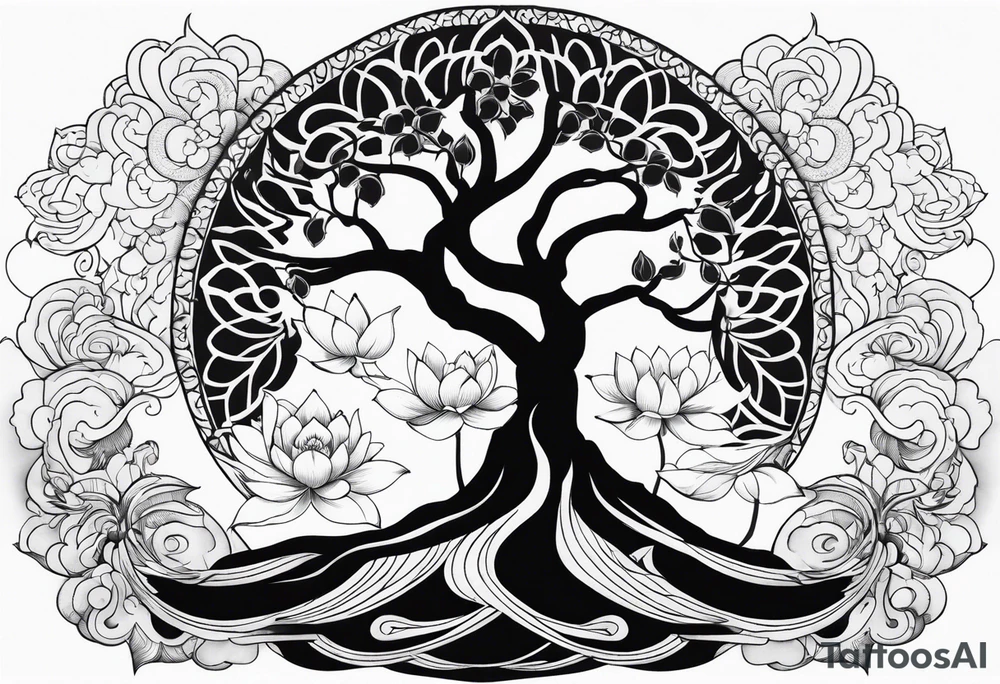 Tree of life, lotus, buddha tattoo idea