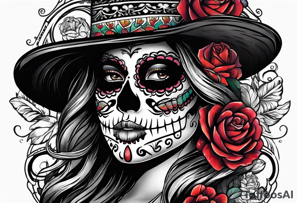 Mexico day of dead , rectangle tattoo idea