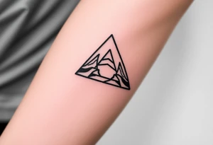 Geometric small triangle about different paths in life merge together and become stronger while being psychedelic and trippy make it fine thin lines tattoo idea