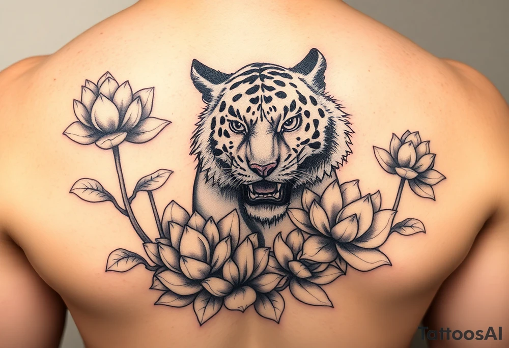 fierce tiger emerging through blooming lotus flowers in mist tattoo idea fierce tiger emerging through blooming lotus flowers in mist tattoo idea
