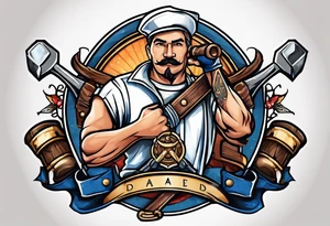 Hammer and nail with Dad banner tattoo idea