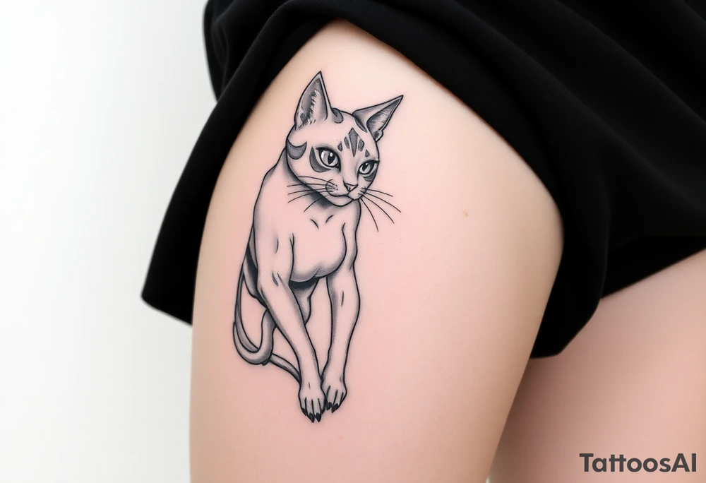 Ahego cat Anime Girl Full Nude Tattoo tattoo idea