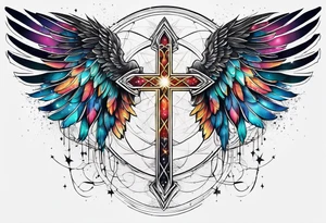 Constellation, Angel wing , snow , géométric , cross tattoo idea