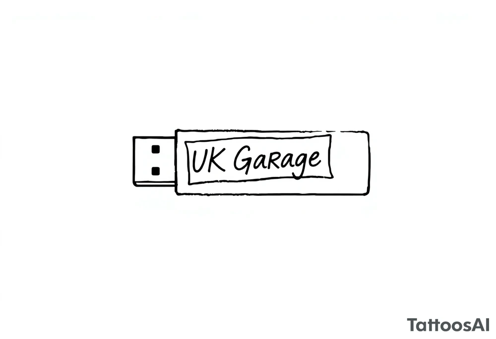 A usb drive with a little piece of sticky tape that says “UK Garage” tattoo idea