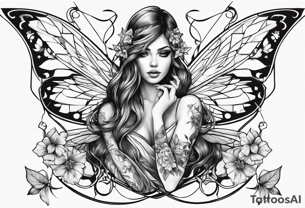 Fairy holding scissors tattoo idea