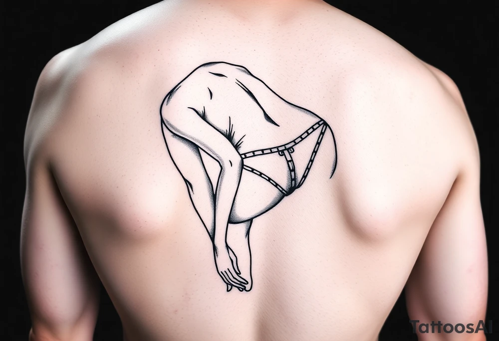 Woman bending over wearing a thong tattoo idea