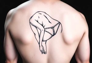 Woman bending over wearing a thong tattoo idea